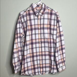 Cinch Plaid Button up Red Orange Medium